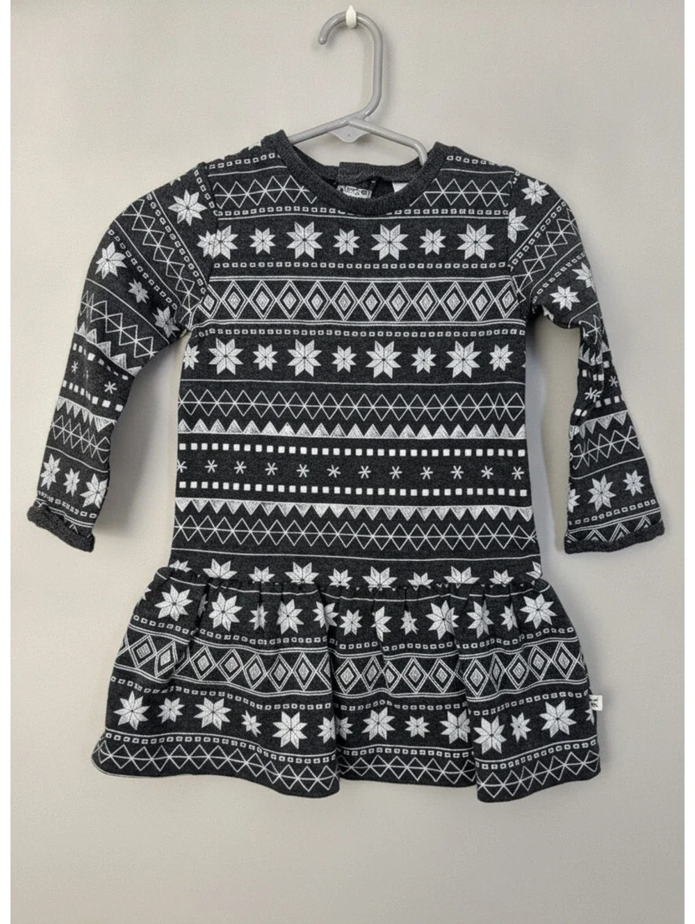 Petit Lem Girls 12M Fair Isle Snowflake Drop Waist Dress